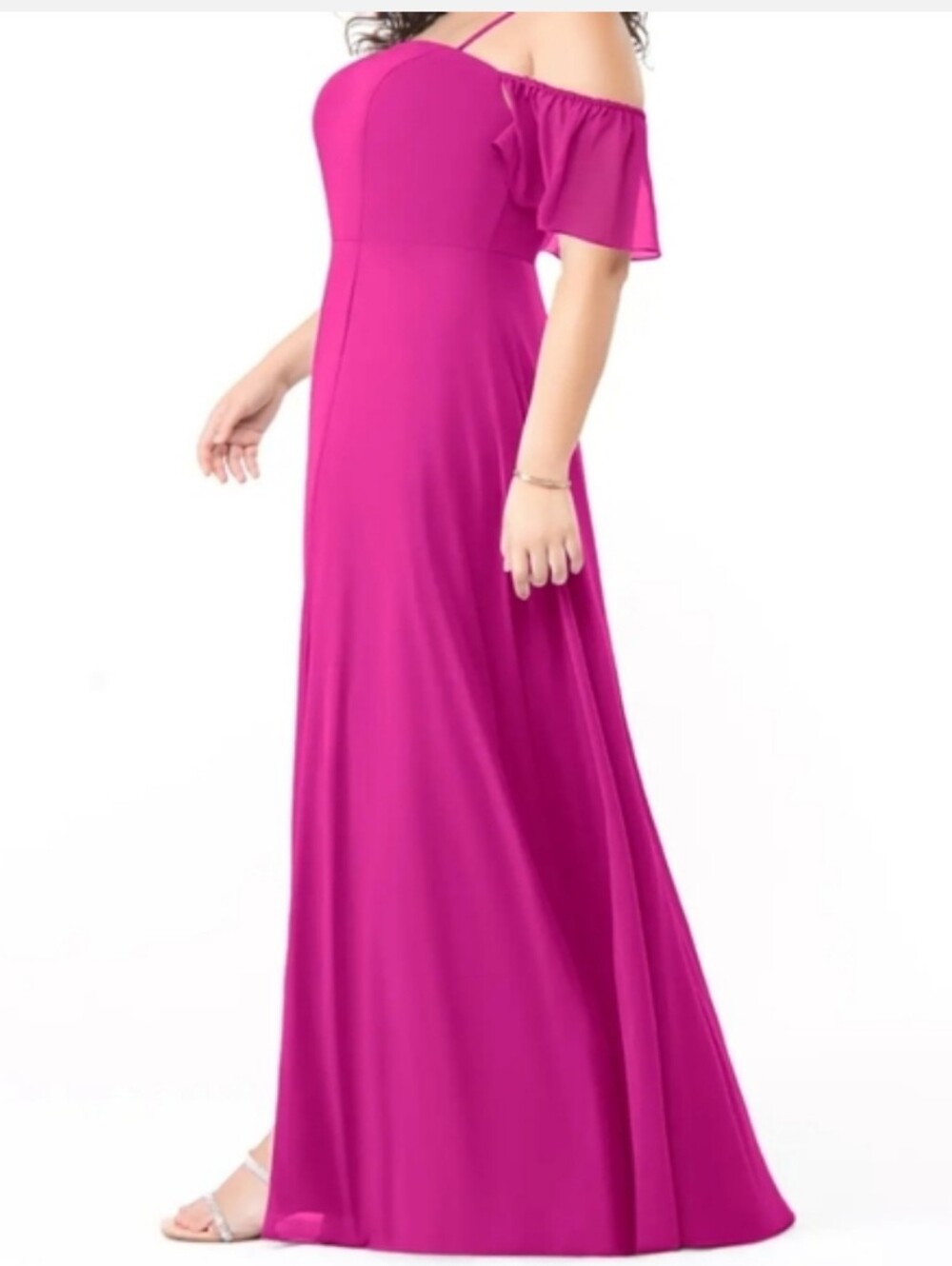 Azazie Mabel Women's Off-Shoulder Fuchsia Maxi Bridesmaid Dress